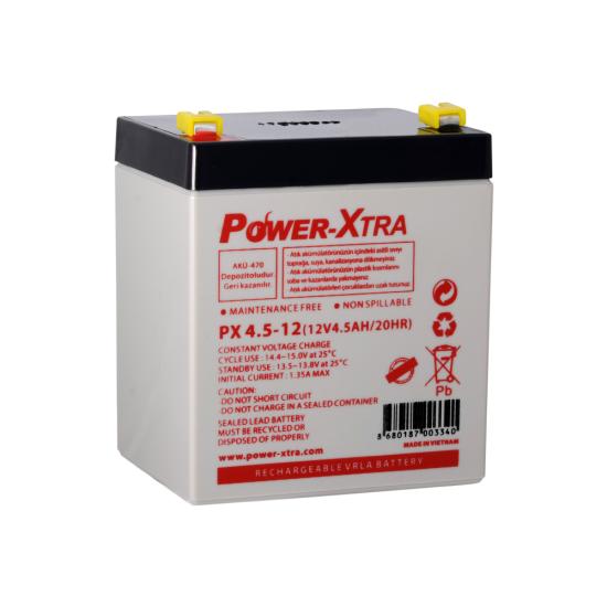 Power-Xtra PX4.5-12 - 12V 4.5 Ah Bakımsız Kuru Akü -F1