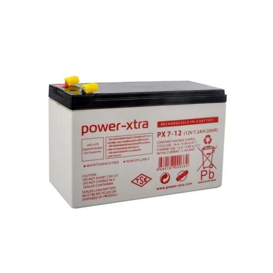 Power-Xtra PX7-12(28W) - 12V 7 Ah Bakımsız Kuru Akü - F1